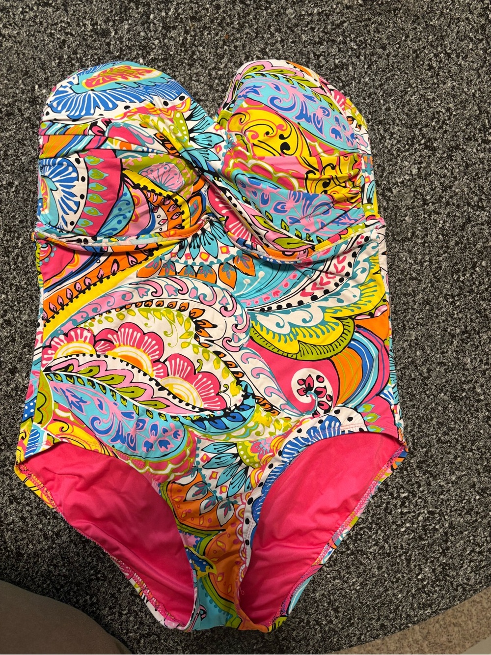 Anne Cole Bright Multicolor Paisley One-Piece with Pink Lining
